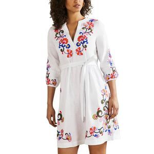 Boden Womens  Embroidered Linen Dress